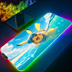 Mouse Pad RGB Rubber PC P-Pokemon P-Pikachu Computer Gaming Accessories Desk Mat LED Edge