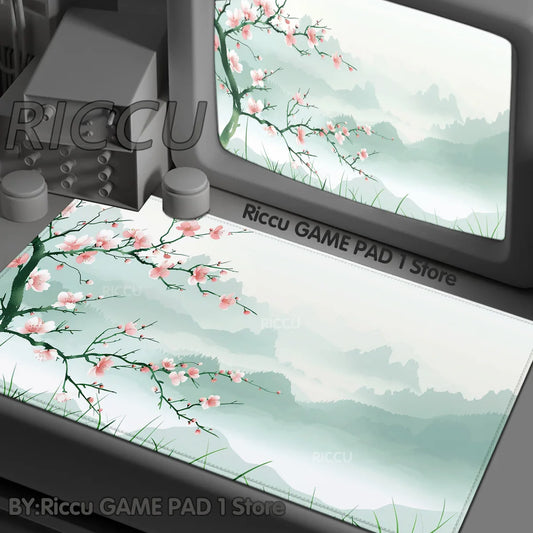 Pink plum blossom Gaming landscape Mouse Pad