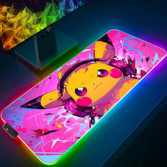 Mouse Pad RGB Rubber PC P-Pokemon P-Pikachu Computer Gaming Accessories Desk Mat LED Edge