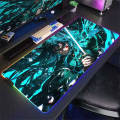 RGB Mouse Mat Demon Slayer Anime Mousepad Gaming LED