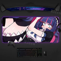 RGB Sexy Anime Girl Waifu Cute Desk Mouse Pad Kawaii Gaming LED Desk Mat