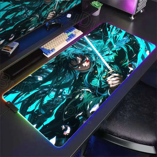 RGB Mouse Mat Demon Slayer Anime Mousepad Gaming LED