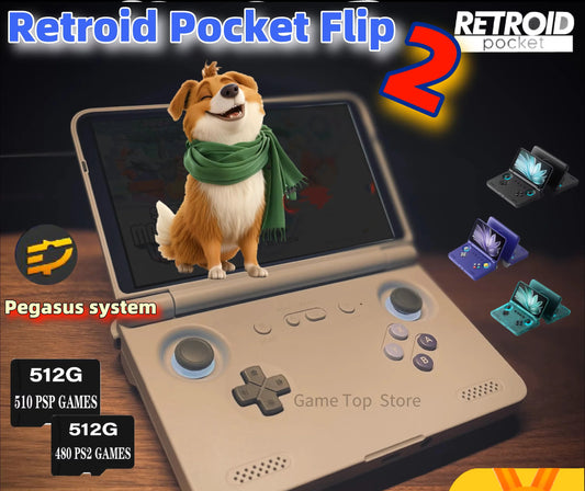 Retroid Pocket Flip 2 Retro Handheld Video Game Console 5.5''AMOLED Touch Screen PSP PS2 Android13