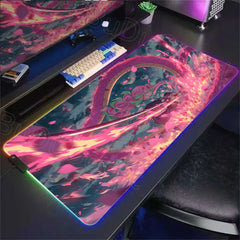 RGB Mouse Mat Demon Slayer Anime Mousepad Gaming LED