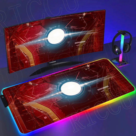Iron Man RGB Mouse Pad Gaming LED Desk Mat