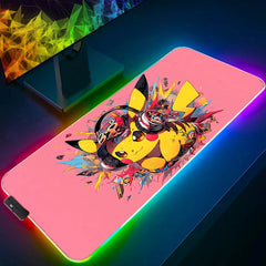 Mouse Pad RGB Rubber PC P-Pokemon P-Pikachu Computer Gaming Accessories Desk Mat LED Edge
