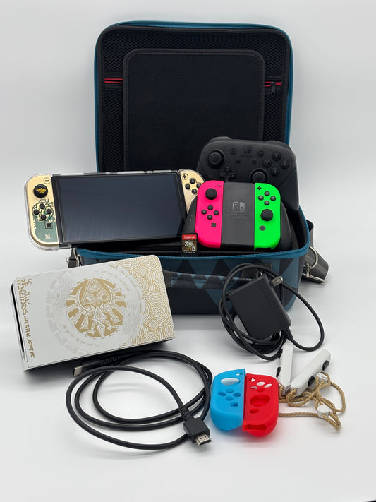 Nintendo Switch OLED Zelda Edition Super Bundle With Tears of the Kingdom included A-Grade quality Pre Owned