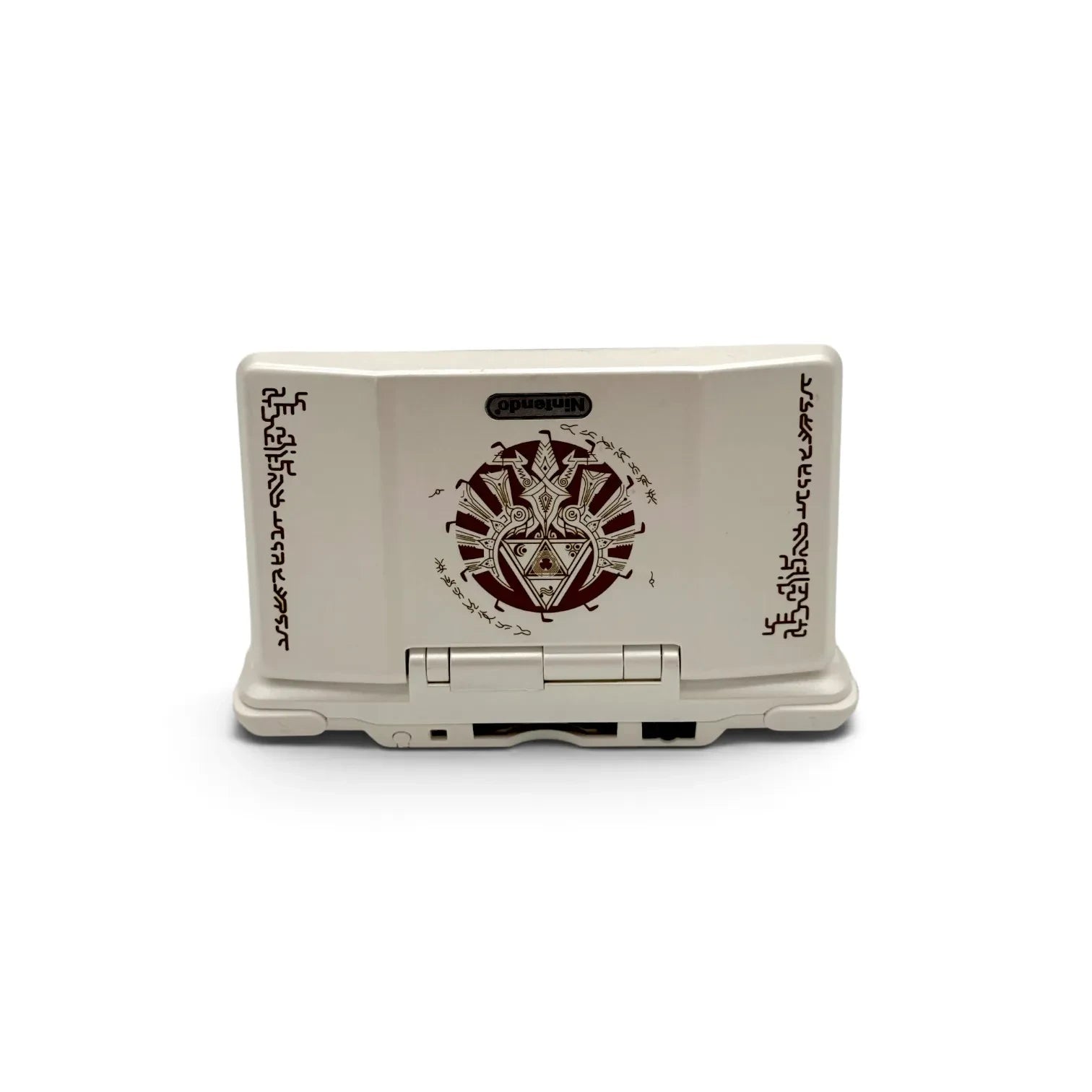 Mobile2fix limited edition off-white Nintendo DS Lite console with Legend of Zelda Hylian artwork on the lid