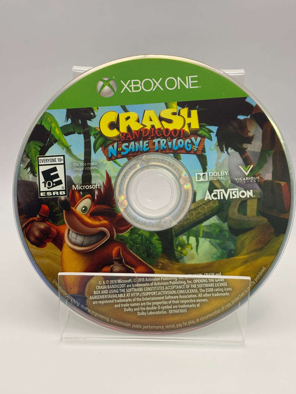 Crash Bandicoot N-Sane Trilogy Disc Only C-Grade Disc Quality
