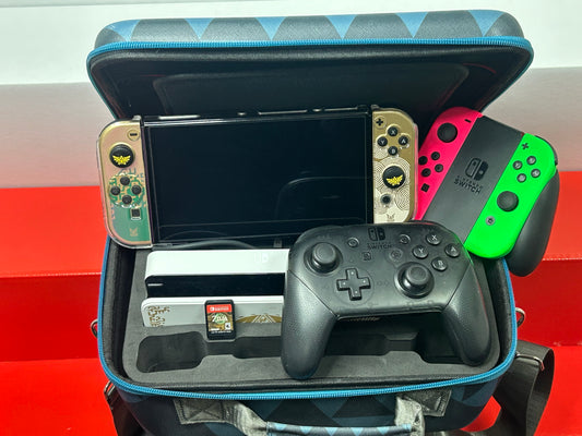 Nintendo Switch OLED Zelda Edition Super Bundle with Game Included and extra Pro Controller and Carry Case