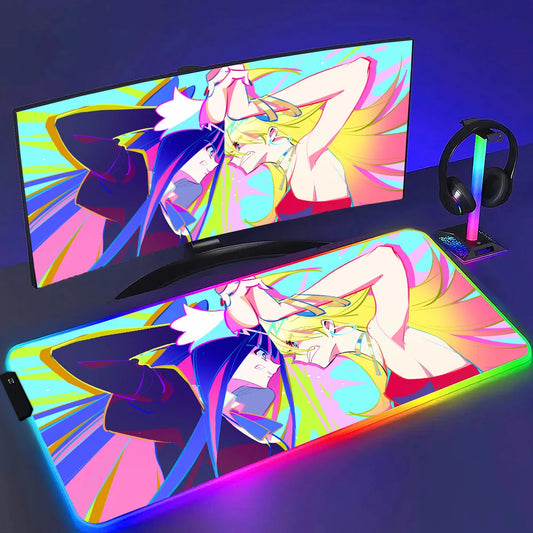 RGB  Sexy Anime Girl Waifu Cute Desk Mouse Pad Kawaii Gaming LED Desk Mat