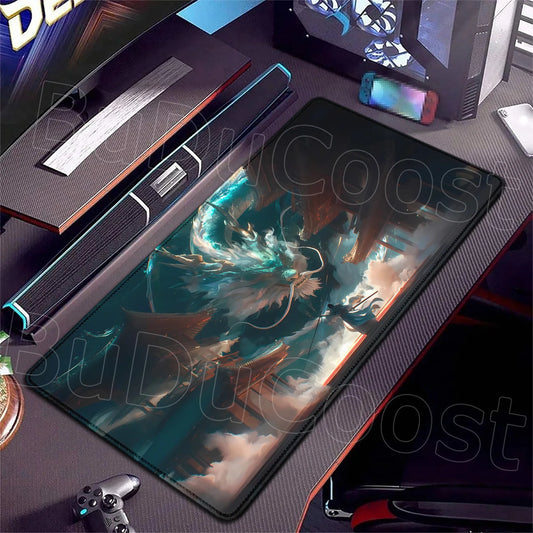 Dragon and Swordsman Gaming Desk Mat