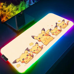 Mouse Pad RGB Rubber PC P-Pokemon P-Pikachu Computer Gaming Accessories Desk Mat LED Edge