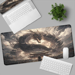 Dragon and Swordsman Gaming Desk Mat