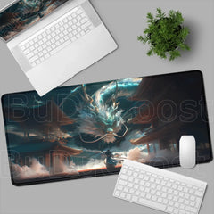 Dragon and Swordsman Gaming Desk Mat
