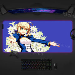 RGB Anime Fate Saber MousePad E-Sports LED Desk Mat