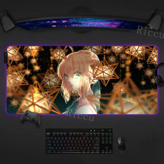 RGB Anime Fate Saber MousePad E-Sports LED Desk Mat
