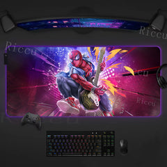 Spider Man Mouse Pad Anime RGB LED Desk Mat