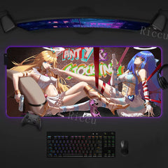 RGB  Sexy Anime Girl Waifu Cute Desk Mouse Pad Kawaii Gaming LED Desk Mat