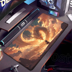 Dragon and Swordsman Gaming Desk Mat