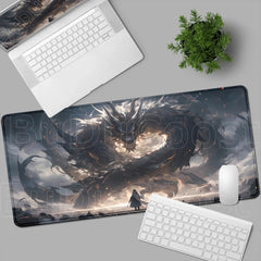 Dragon and Swordsman Gaming Desk Mat