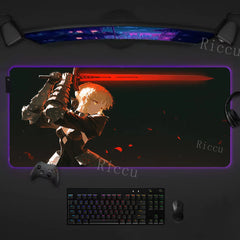 RGB Anime Fate Saber MousePad E-Sports LED Desk Mat