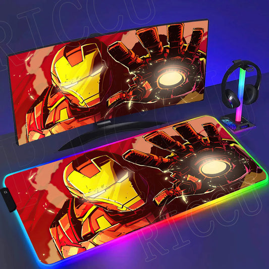 Iron Man RGB Mouse Pad Gaming LED Desk Mat