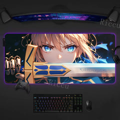 RGB Anime Fate Saber MousePad E-Sports LED Desk Mat