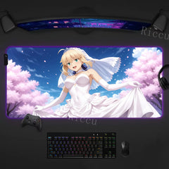 RGB Anime Fate Saber MousePad E-Sports LED Desk Mat