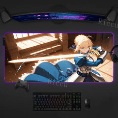RGB Anime Fate Saber MousePad E-Sports LED Desk Mat