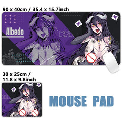 Sexy Anime Girls Succubus Albedo Ahegao Mousepad Desk Mat