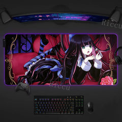 RGB  Sexy Anime Girl Waifu Cute Desk Mouse Pad Kawaii Gaming LED Desk Mat
