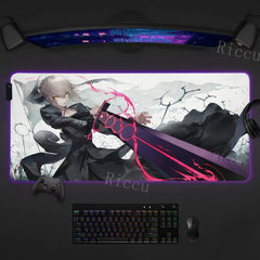 RGB Anime Fate Saber MousePad E-Sports LED Desk Mat