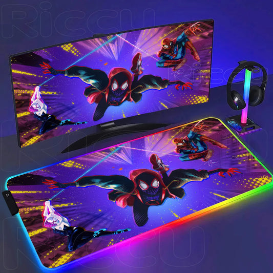 Spider Man Mouse Pad Anime RGB LED Desk Mat