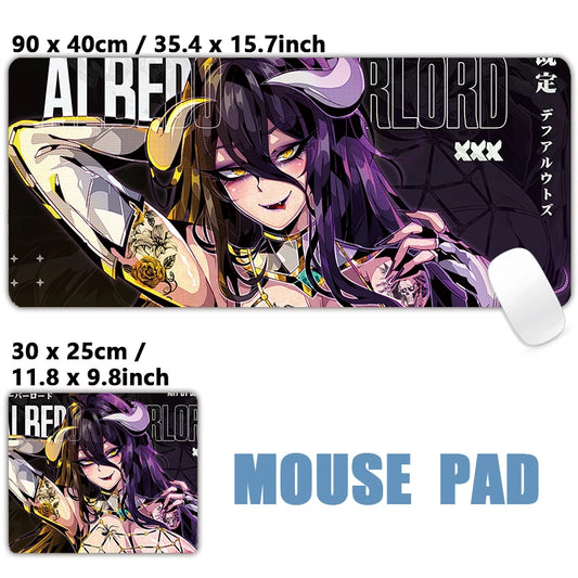 Sexy Anime Girls Succubus Albedo Ahegao Mousepad Desk Mat