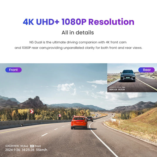 Front and Rear 4K Ultra HD Resolution Dash Camera