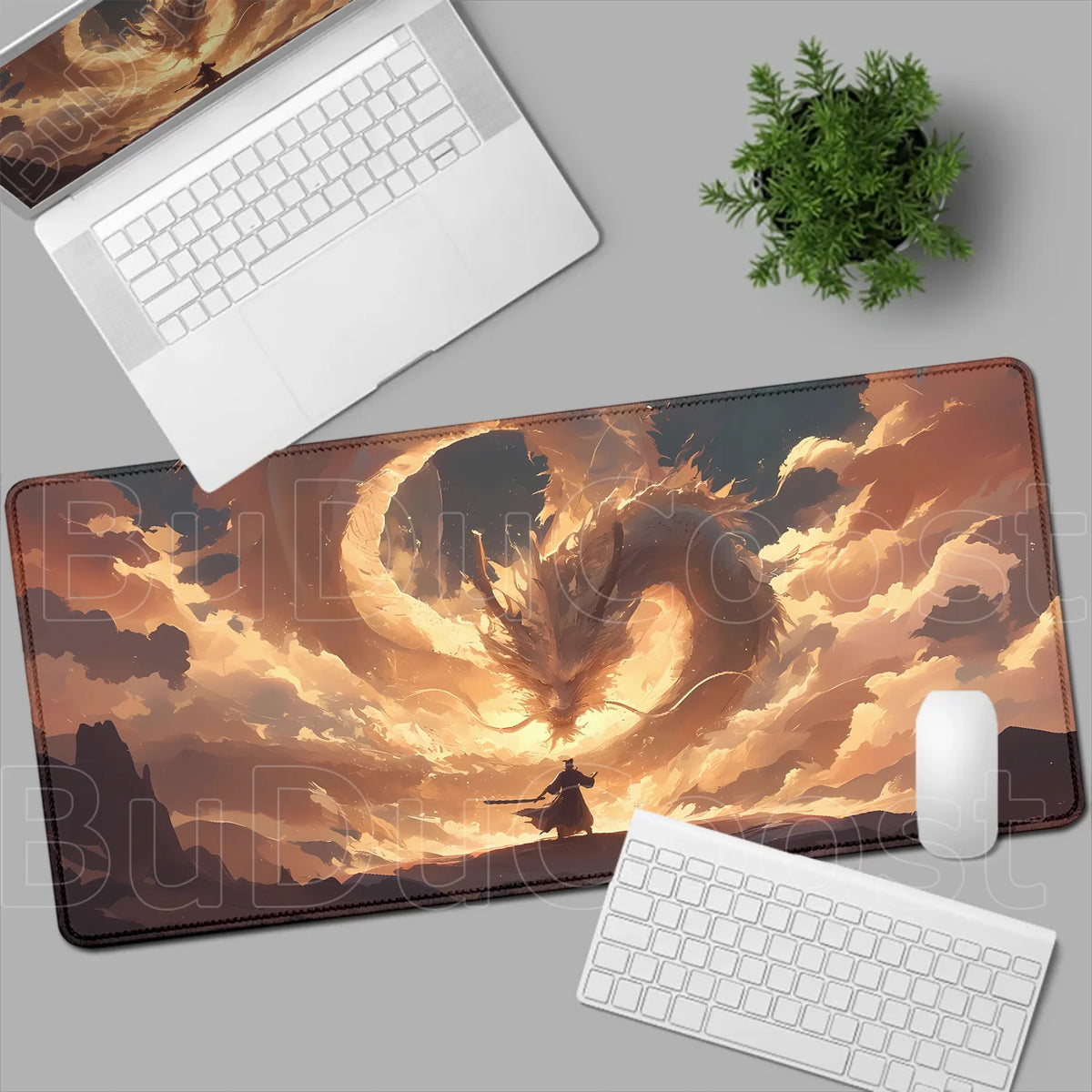 Dragon and Swordsman Gaming Desk Mat