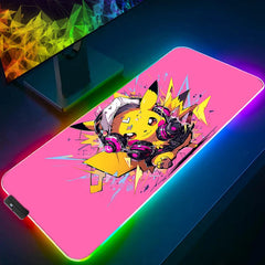 Mouse Pad RGB Rubber PC P-Pokemon P-Pikachu Computer Gaming Accessories Desk Mat LED Edge