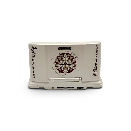 Mobile2fix limited edition off-white Nintendo DS Lite console with Legend of Zelda Hylian artwork on the lid