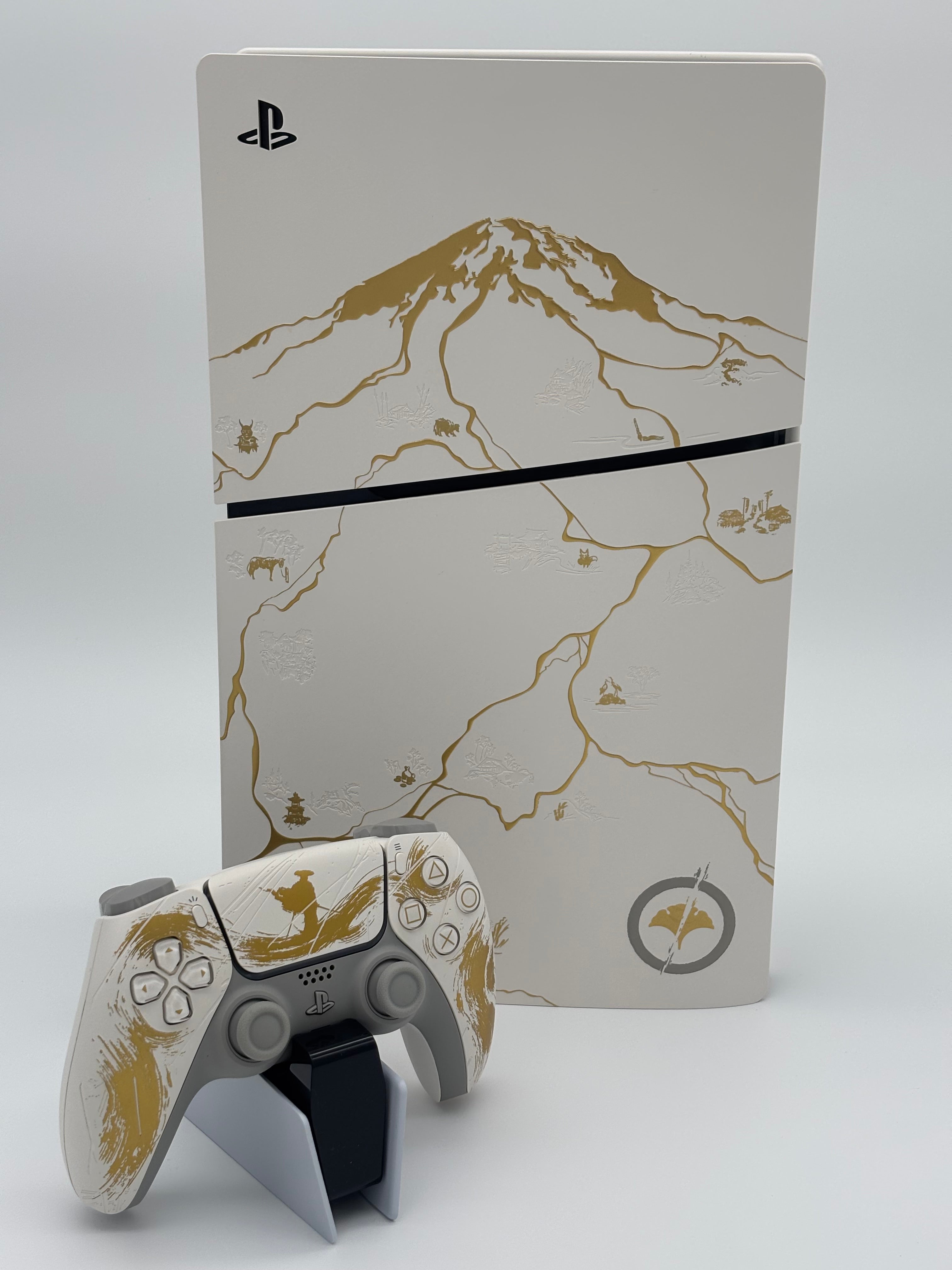 Mobile2fix PlayStation 5 Ghost of Yotei special edition console and DualSense controller with gold mountain art
