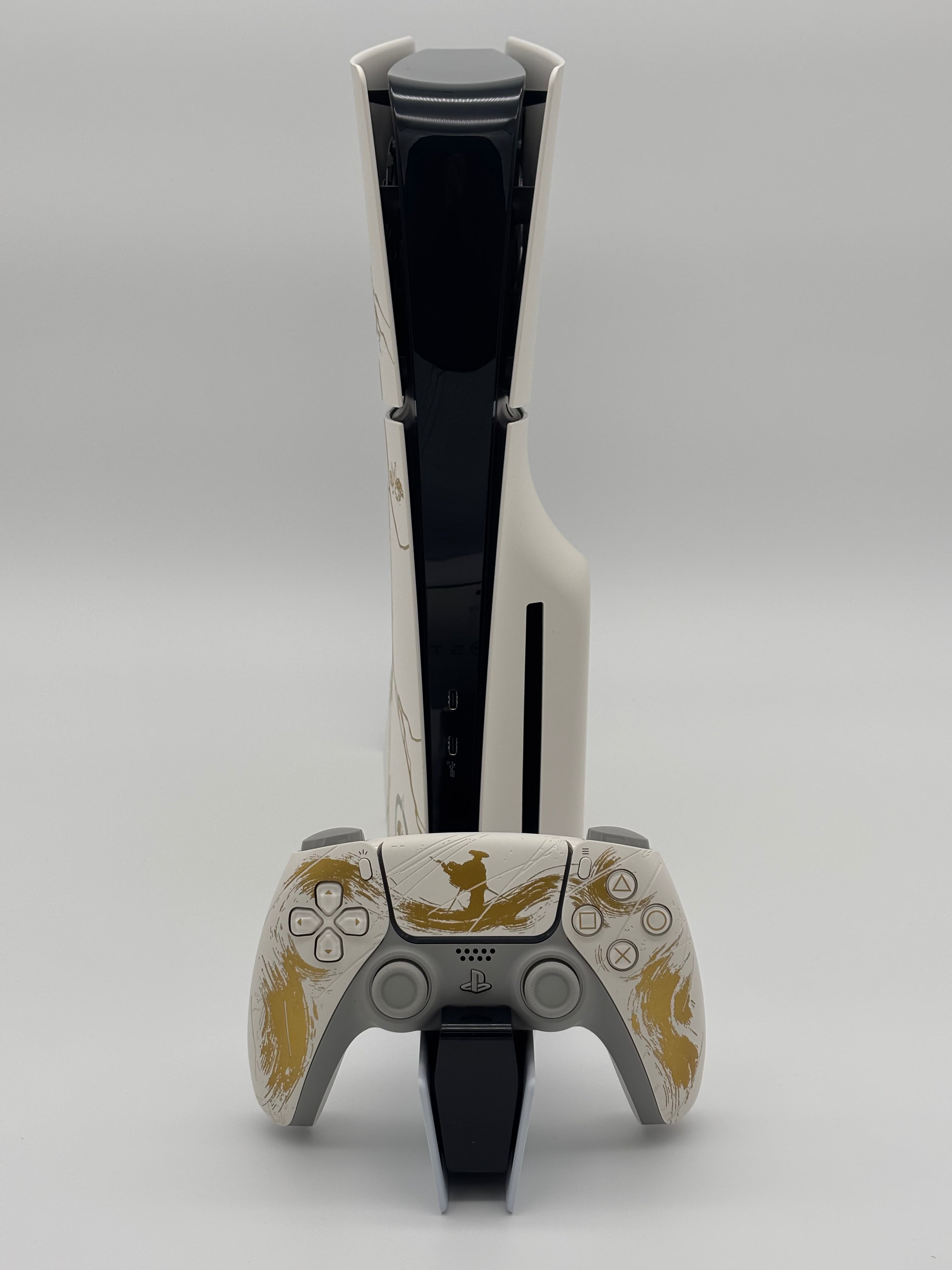 Mobile2fix PlayStation 5 Ghost of Yotei Special Edition console and matching DualSense controller in white and gold