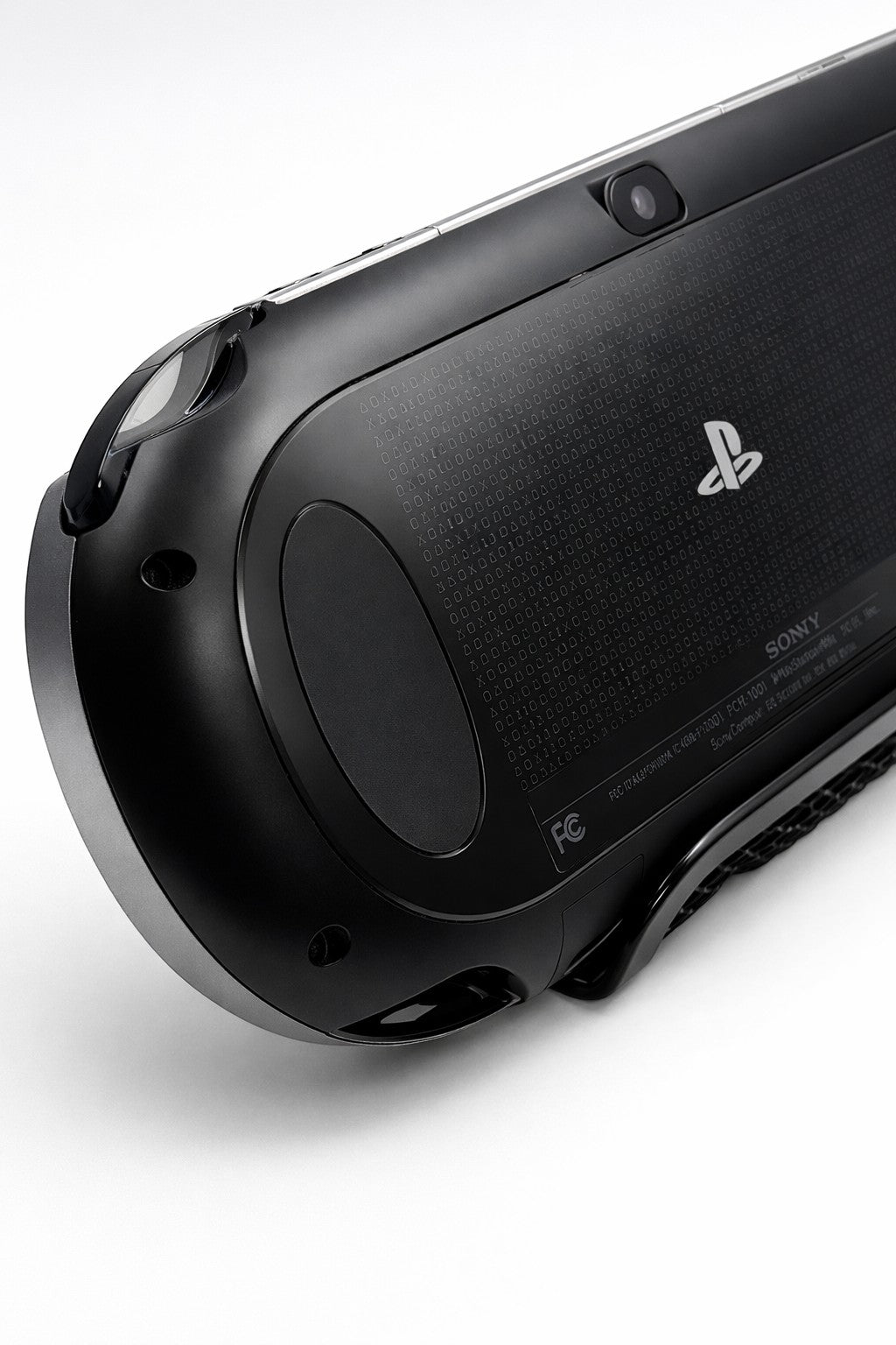 Mobile2fix black Sony PlayStation PS Vita PCH-1000 handheld console, rear view showing camera and logo detail.